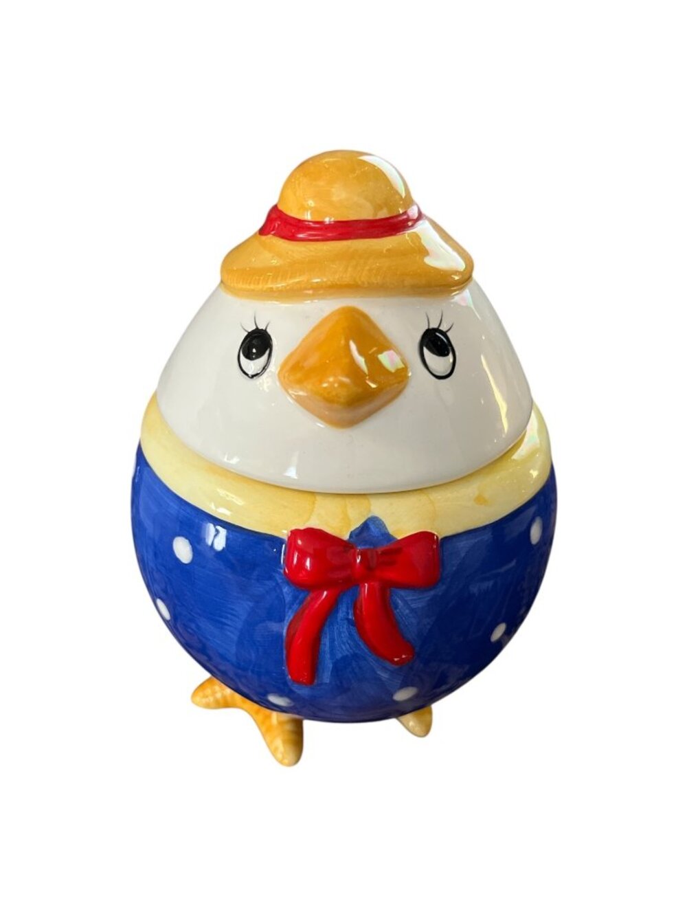 Vintage Chicken Mug With Lid Ceramic Hen Coffee Cup Blue Polka Dot Farmhouse